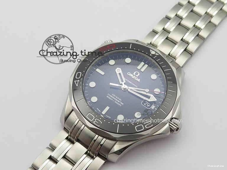 0123 Seamaster 300M 007 SS MK 1:1 Best Edition Black 007 Dial Ceramic Bezel On SS Bracelet A EasyCare 8178